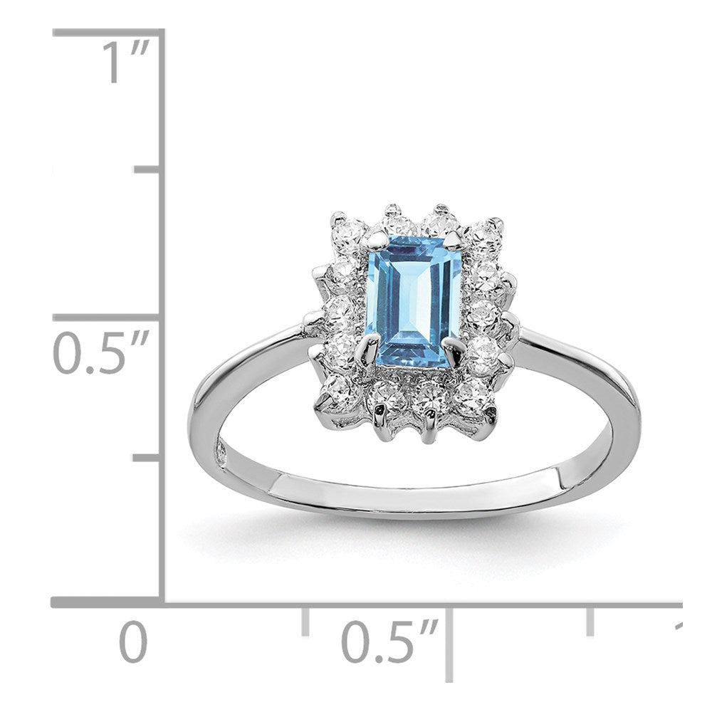 Sterling Silver Rhodium Blue Topaz Ring (Size 8 Only)