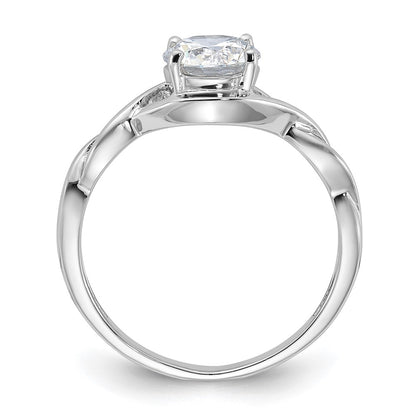 Sterling Silver Rhodium Plated 6.5mm Cz Twisted Ring