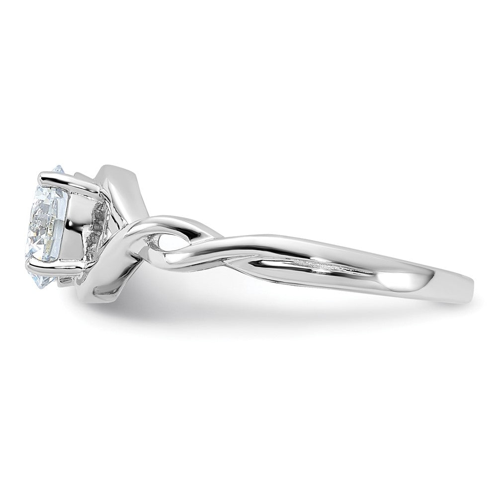 Sterling Silver Rhodium Plated 6.5mm Cz Twisted Ring