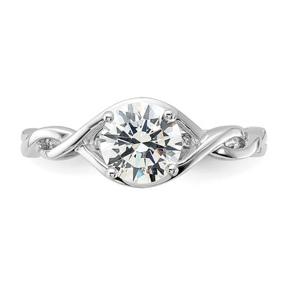 Sterling Silver Rhodium Plated 6.5mm Cz Twisted Ring
