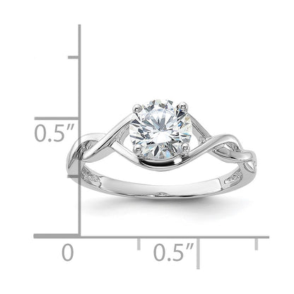 Sterling Silver Rhodium Plated 6.5mm Cz Twisted Ring
