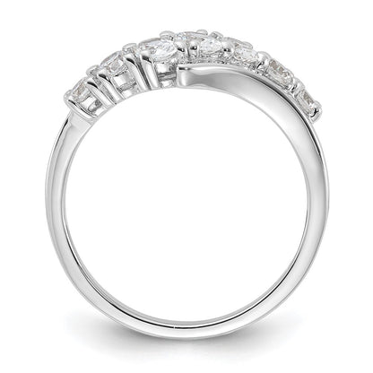 Sterling Silver Rhodium Plated 7 Stone Cz Ring (Size 6 Only)