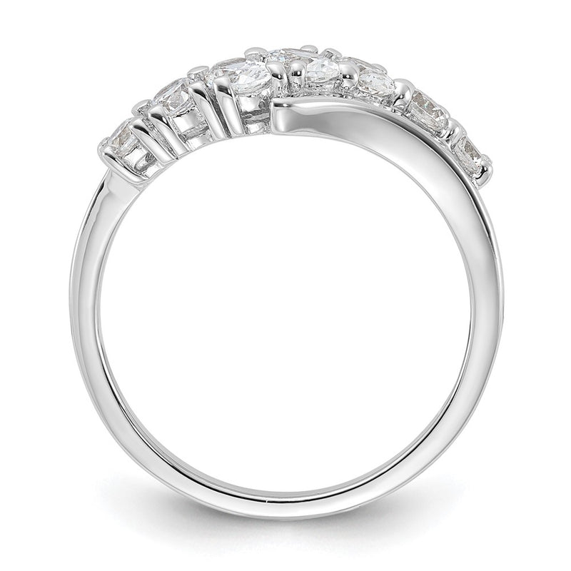 Sterling Silver Rhodium Plated 7 Stone Cz Ring (Size 6 Only)