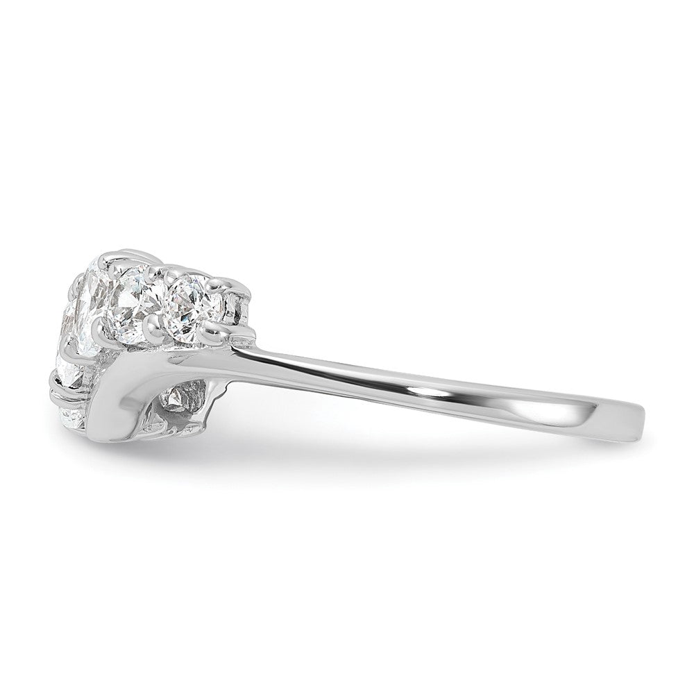 Sterling Silver Rhodium Plated 7 Stone Cz Ring (Size 6 Only)