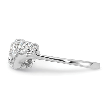 Sterling Silver Rhodium Plated 7 Stone Cz Ring (Size 6 Only)