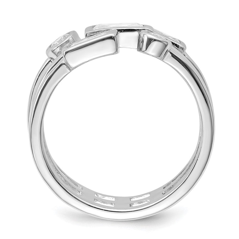 Sterling Silver Rhodium Plated Cz Ring (Size 6 Only)