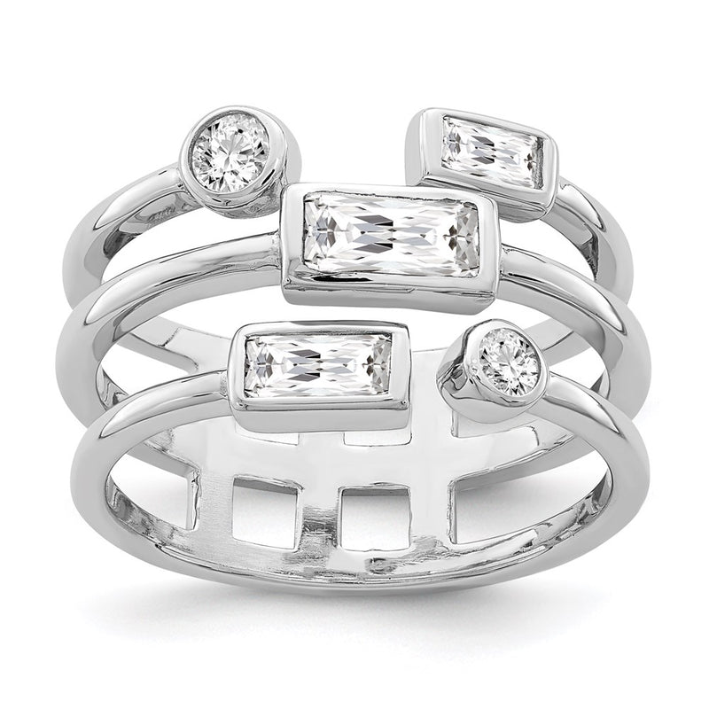 Sterling Silver Rhodium Plated Cz Ring (Size 6 Only)