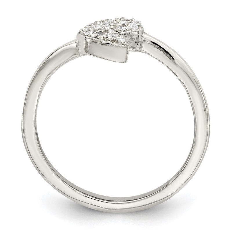 Sterling Silver Cz Leaf Wrap Ring