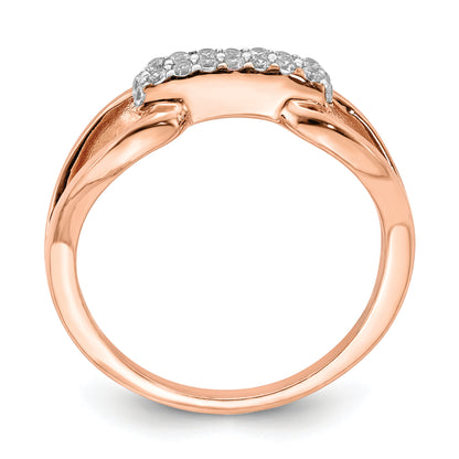 Sterling Silver Rose Tone Rectangular Cz Ring