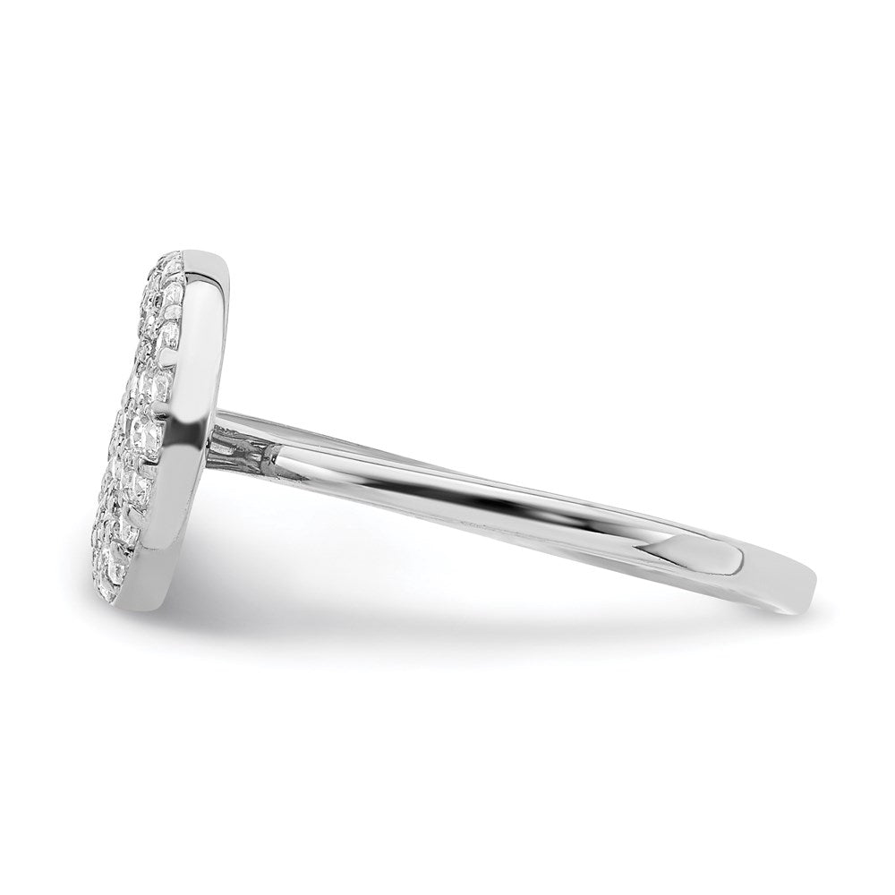 Sterling Silver Rhodium Plated Cz Star & Moon Ring