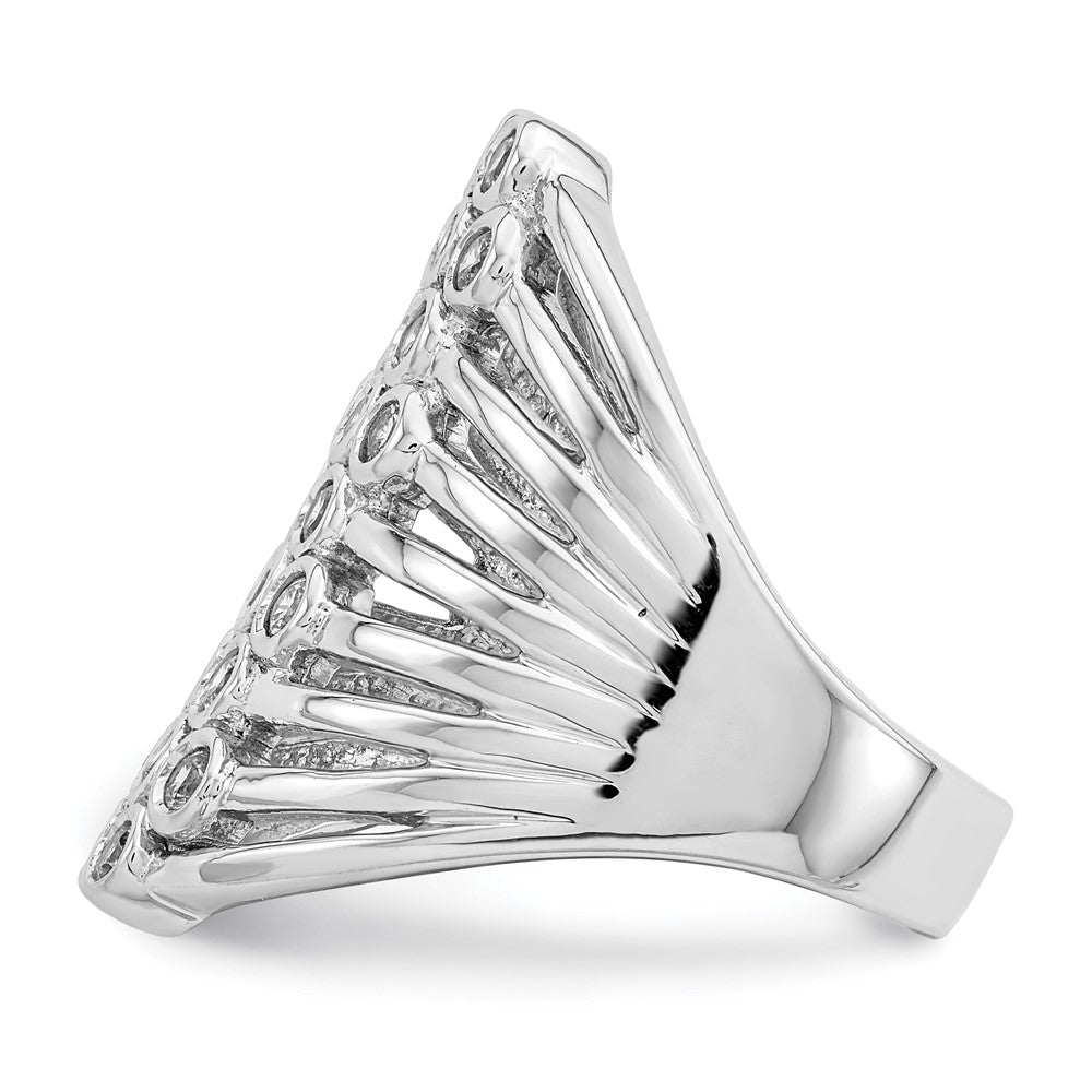 Sterling Silver Rhodium Plated Multi Row Bezel Cz Ring (Size 6 Only)