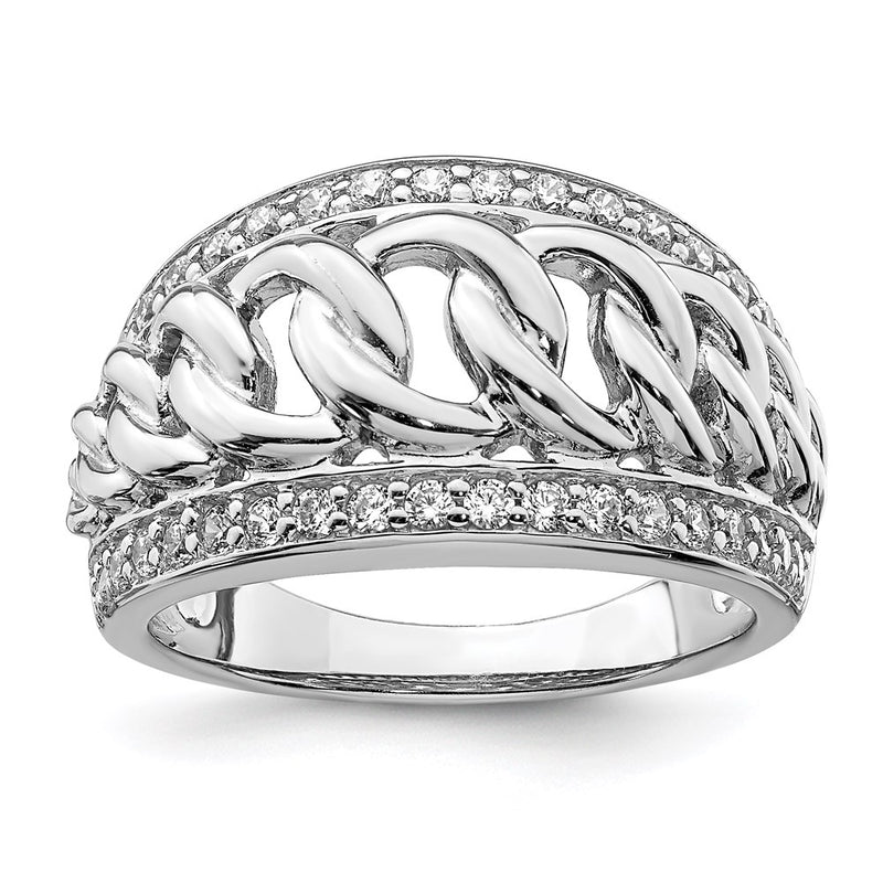 Sterling Silver Rhodium Plated Cz Ring (Size 6 Only)