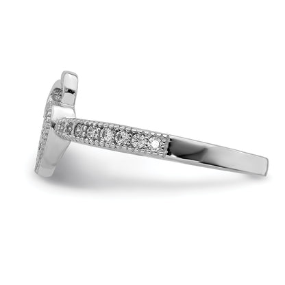 Sterling Silver Hearts Rhodium Plated Cz Ring