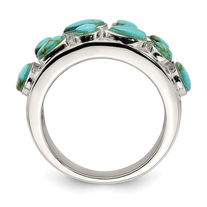 Sterling Silver Synthetic Turquoise Inlay Ring (Size 6 Only)