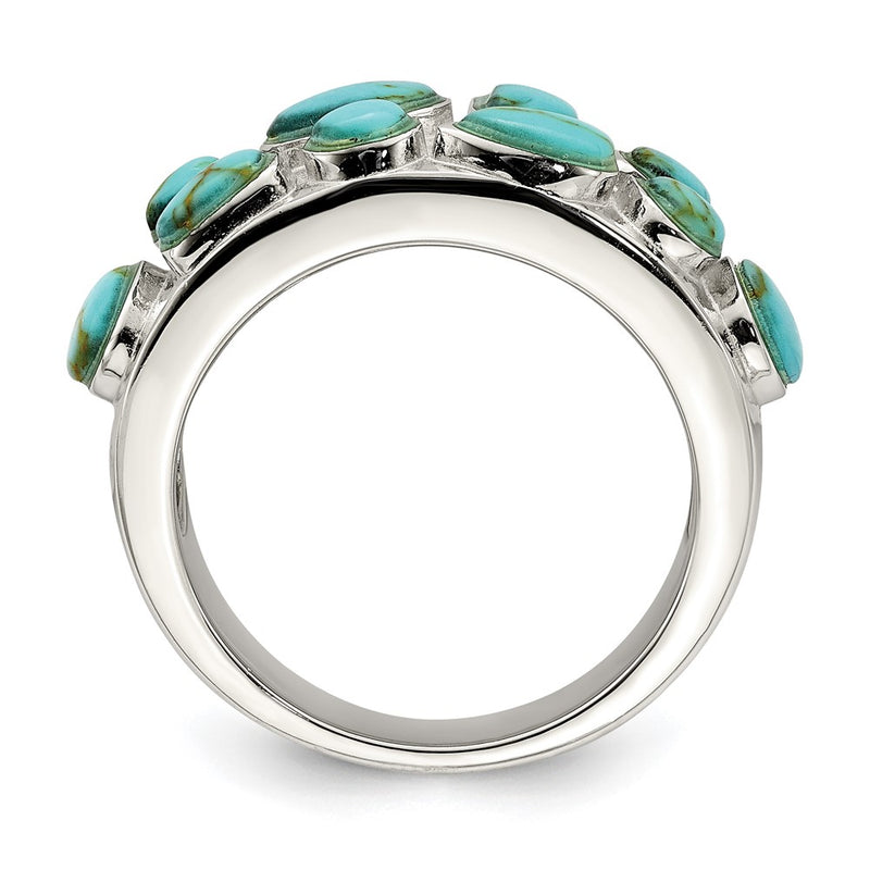 Sterling Silver Synthetic Turquoise Inlay Ring (Size 6 Only)