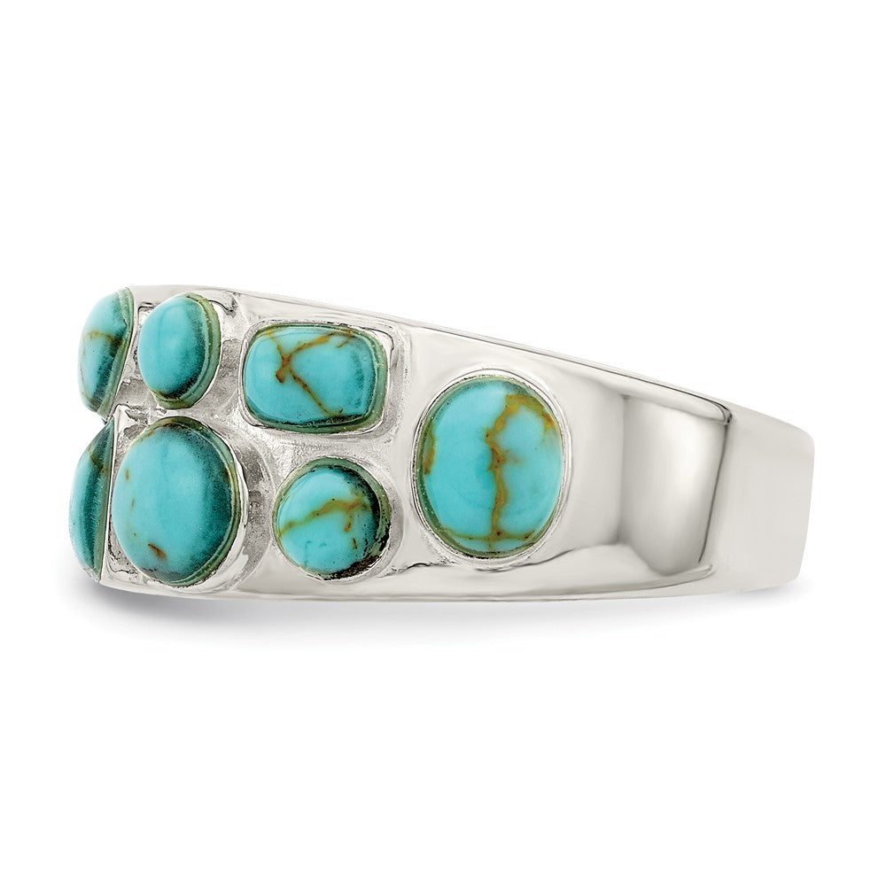 Sterling Silver Synthetic Turquoise Inlay Ring (Size 6 Only)