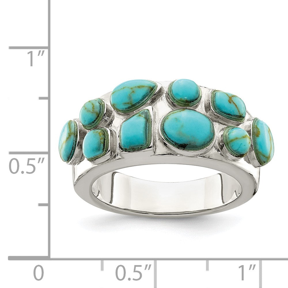 Sterling Silver Synthetic Turquoise Inlay Ring (Size 6 Only)