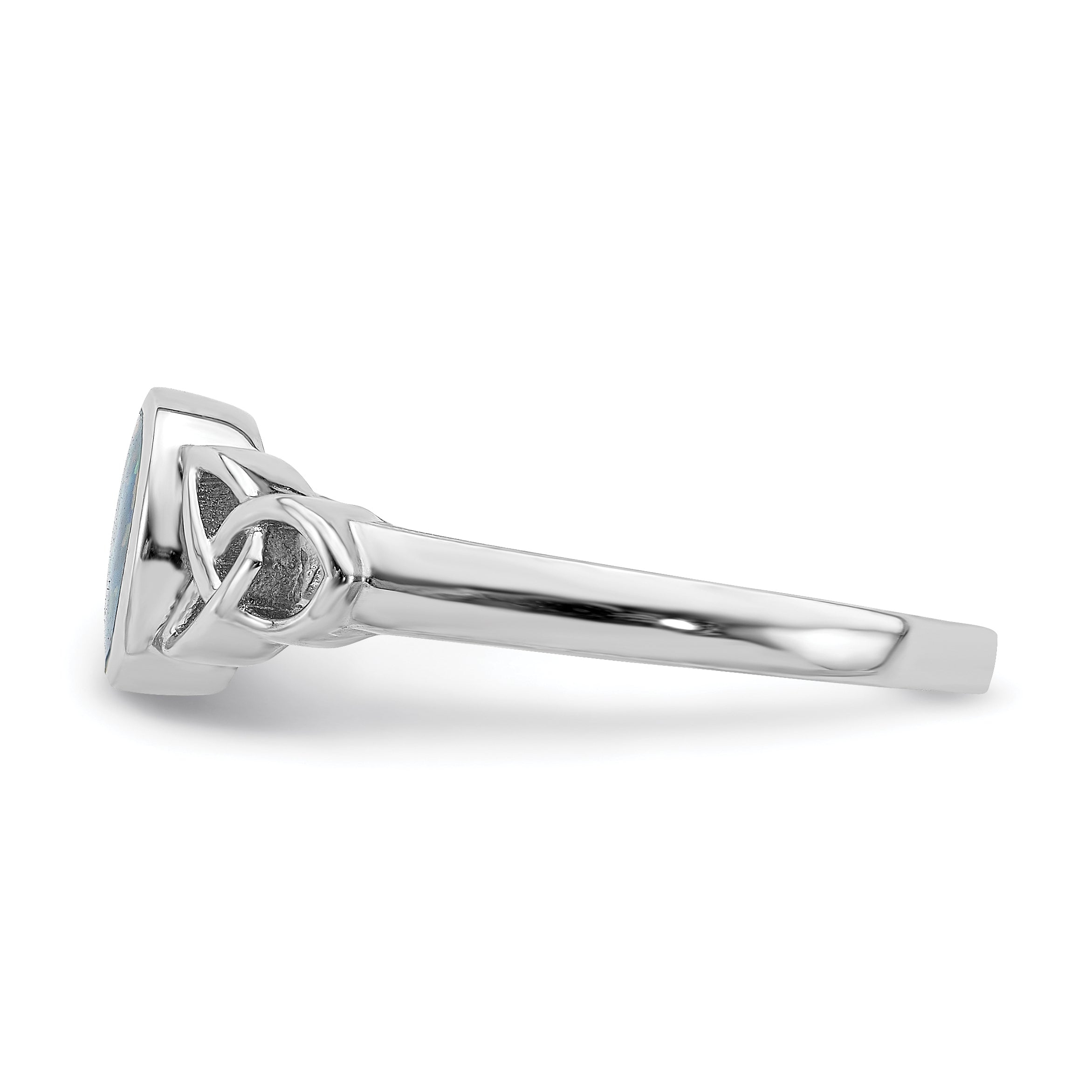 Sterling Silver Rhodium Plated Lab Created Opal Ring
