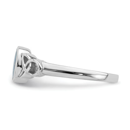 Sterling Silver Rhodium Plated Lab Created Opal Ring