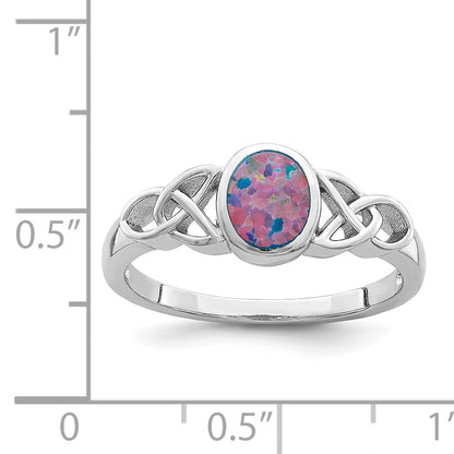 Sterling Silver Rhodium Plated Lab Created Opal Ring