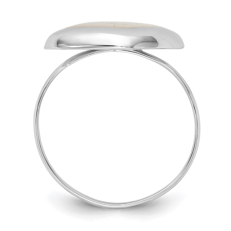 Sterling Silver Rhodium Plated Moon Mother Of Pearl Ring