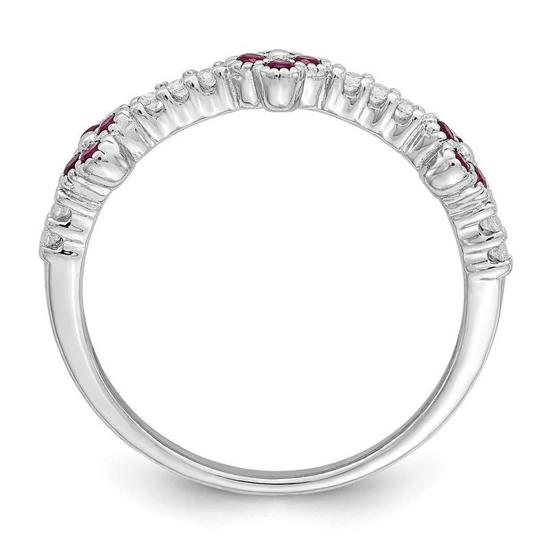 Sterling Silver Rhodium Plated Red & Clear Cz Ring (Size 8 Only)