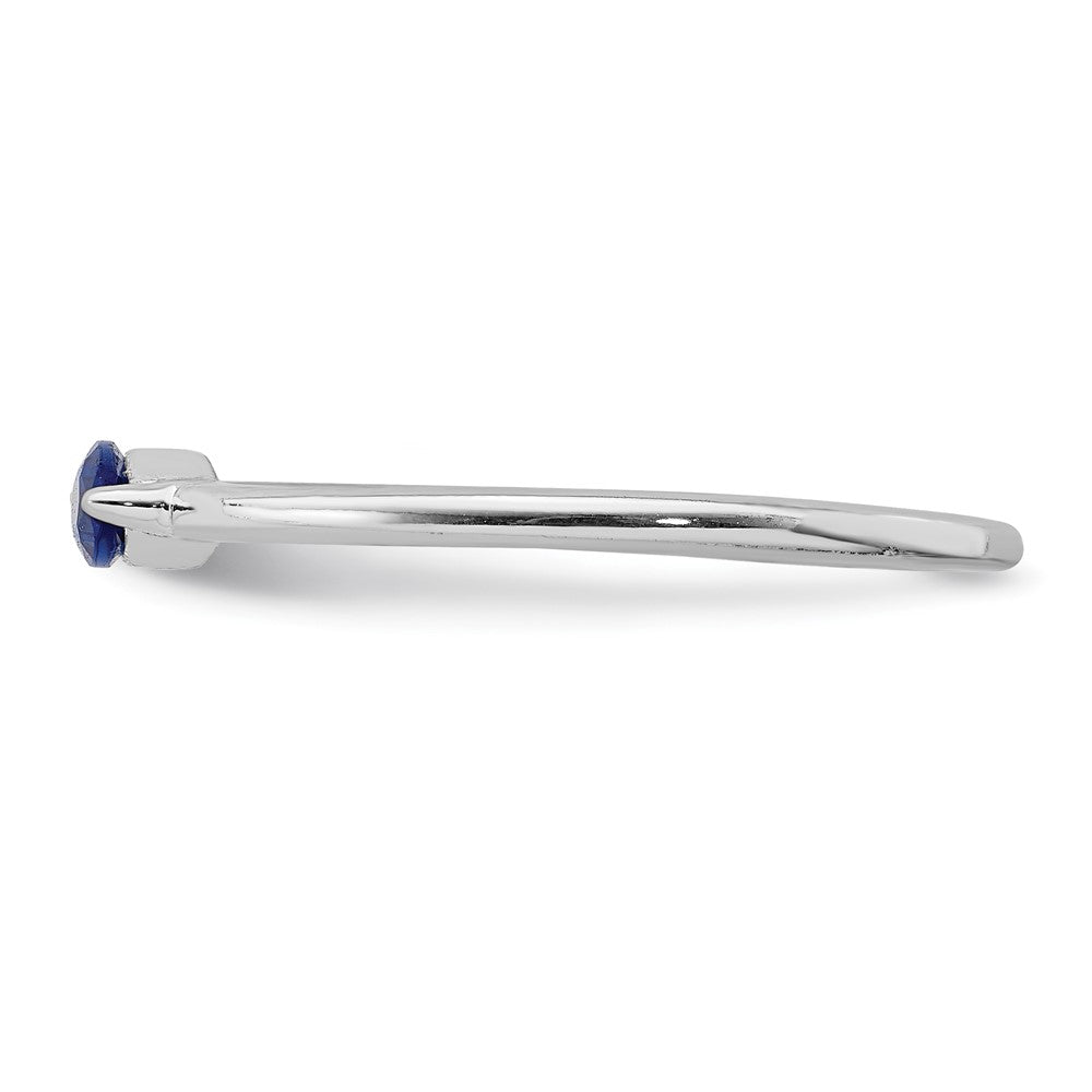 Sterling Silver Rhodium Plated Blue Cz Ring