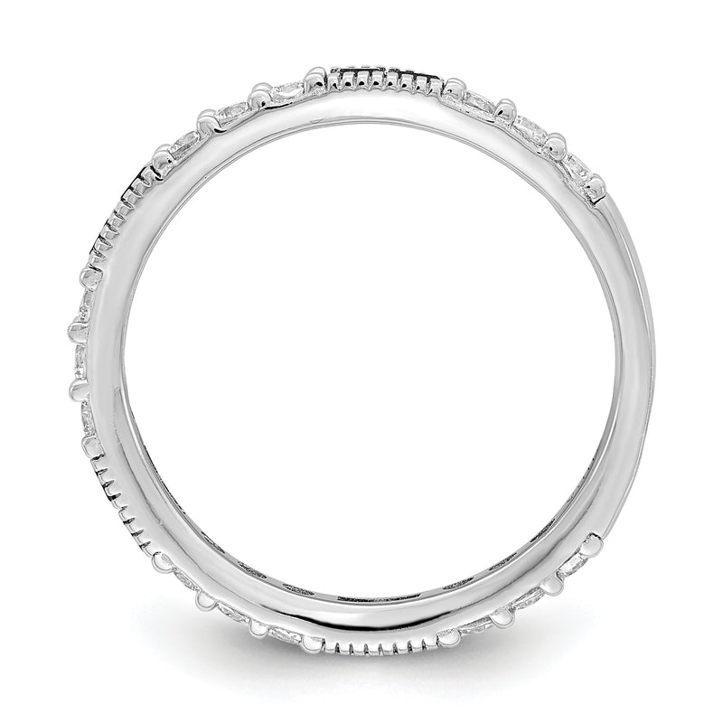 Sterling Silver Rhodium Plated Synthetic Green Spinel & Cz Band