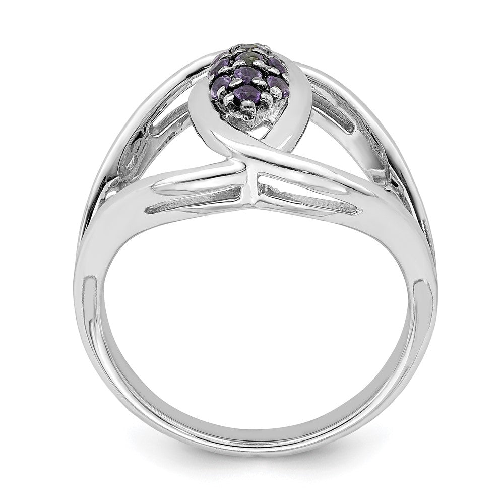 Sterling Silver Rhod Plat Iolite Ring (Size 6 Only)