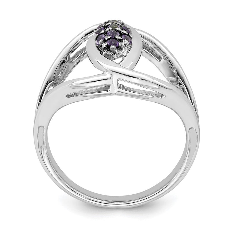 Sterling Silver Rhod Plat Iolite Ring (Size 6 Only)
