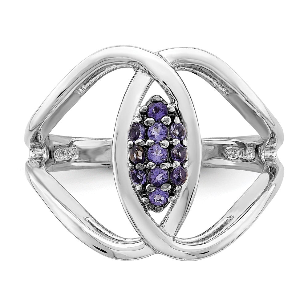 Sterling Silver Rhod Plat Iolite Ring (Size 6 Only)