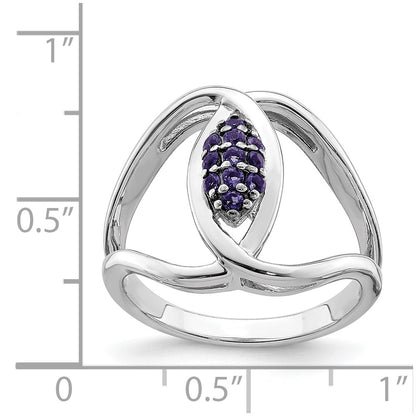 Sterling Silver Rhod Plat Iolite Ring (Size 6 Only)