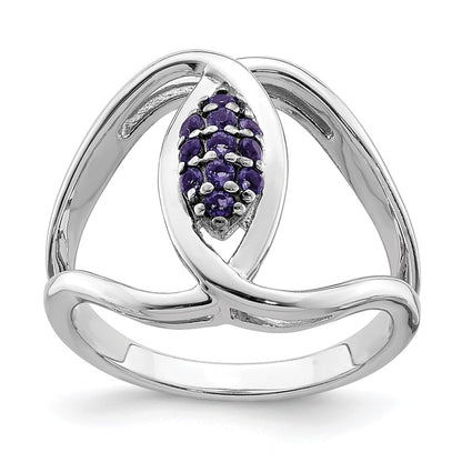 Sterling Silver Rhod Plat Iolite Ring (Size 6 Only)