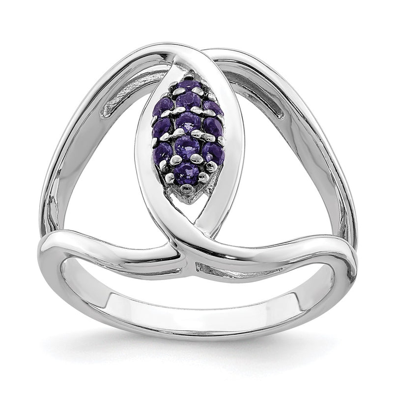 Sterling Silver Rhod Plat Iolite Ring (Size 6 Only)