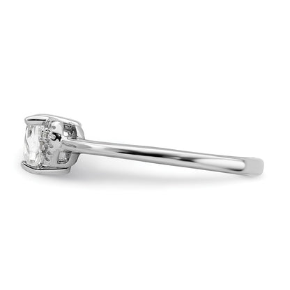 Sterling Silver Rhodium Plated Polished White Topaz And Diamond Ring