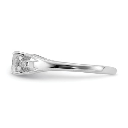 Sterling Silver Rhod Plated Diamond White Topaz Ring
