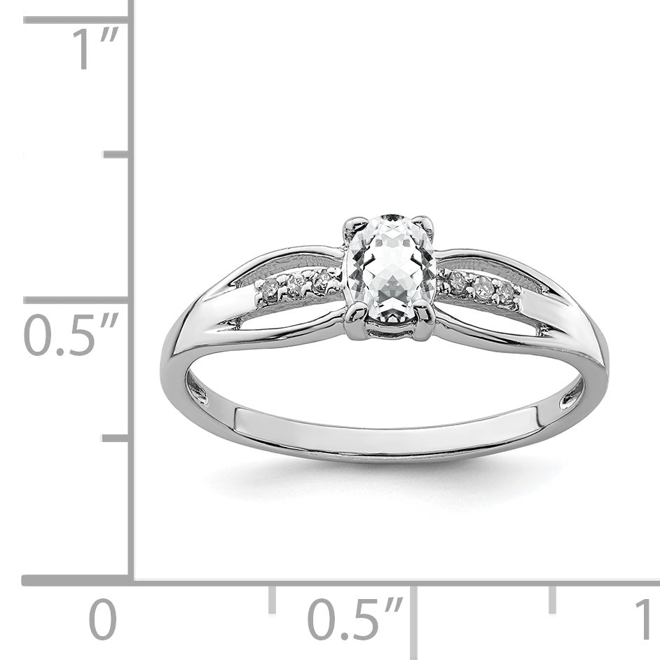 Sterling Silver Rhod Plated Diamond White Topaz Ring
