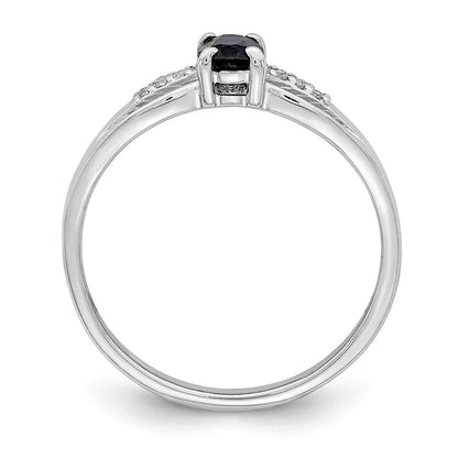 Sterling Silver Rhod Plated Diamond Created Sapphire Ring