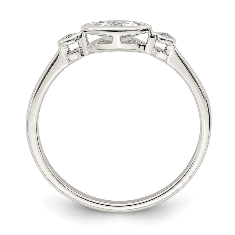 Sterling Silver Rhodium Plated Polished White Topaz Ring