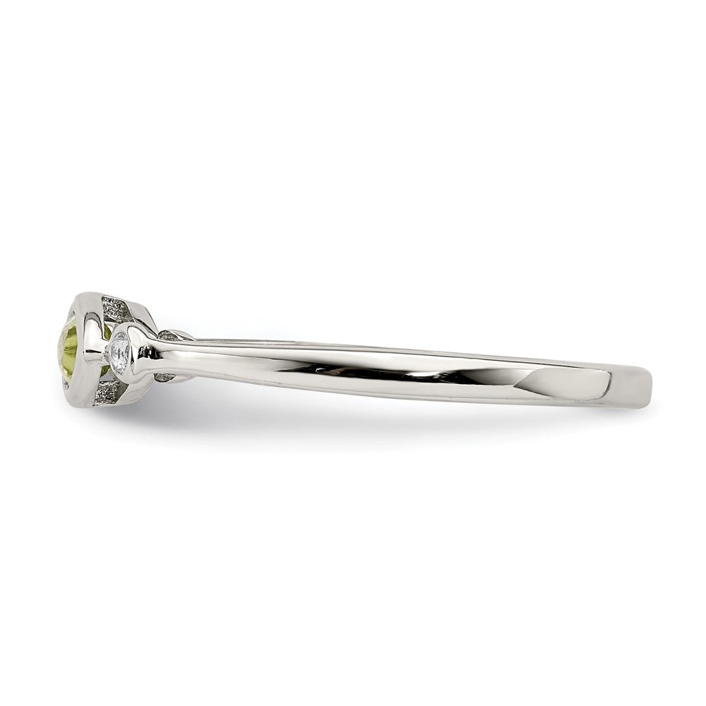 Sterling Silver Rhodium Plated Polished Peridot And White Topaz Ring