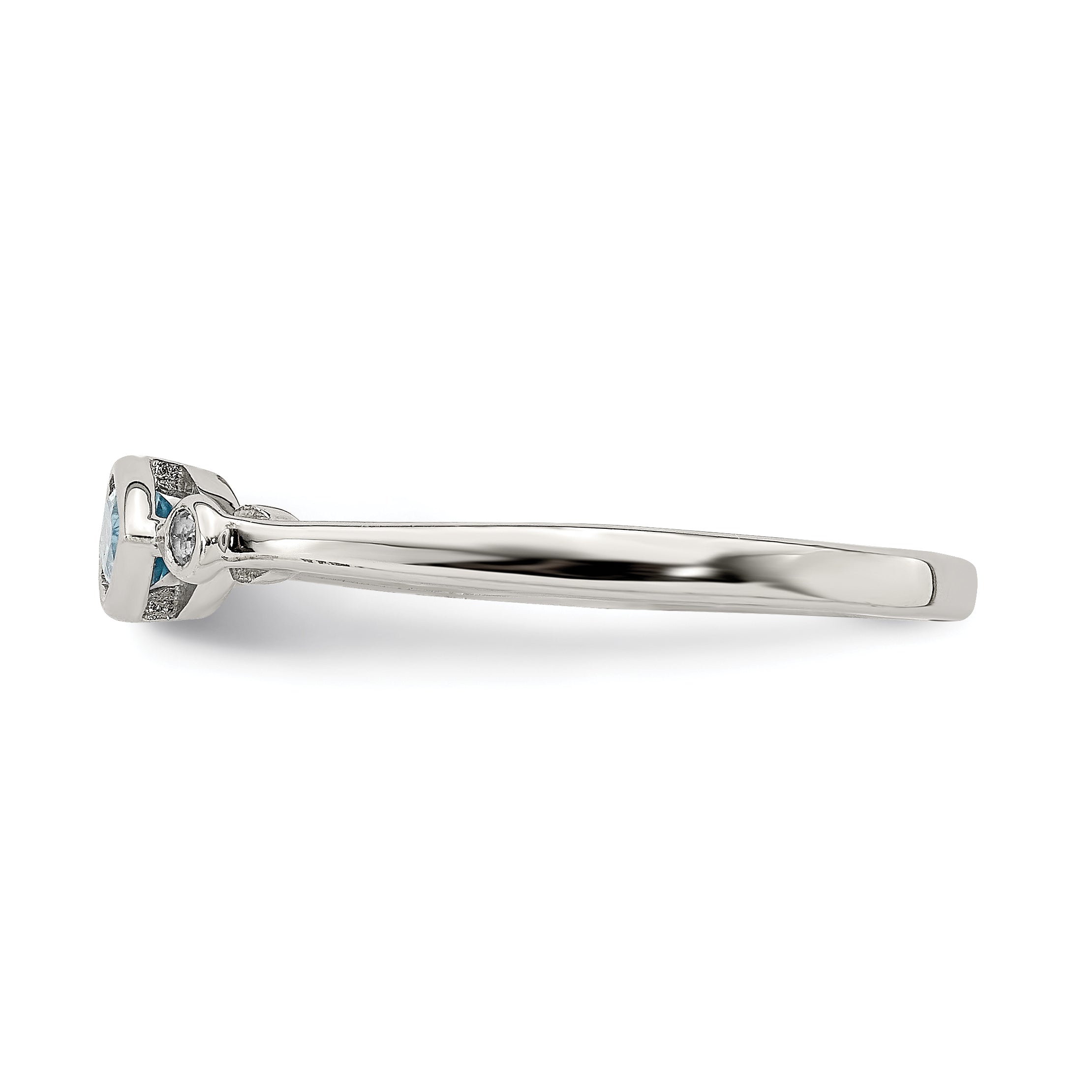 Sterling Silver Rhodium Plated Polished Blue Topaz/White Topaz Ring