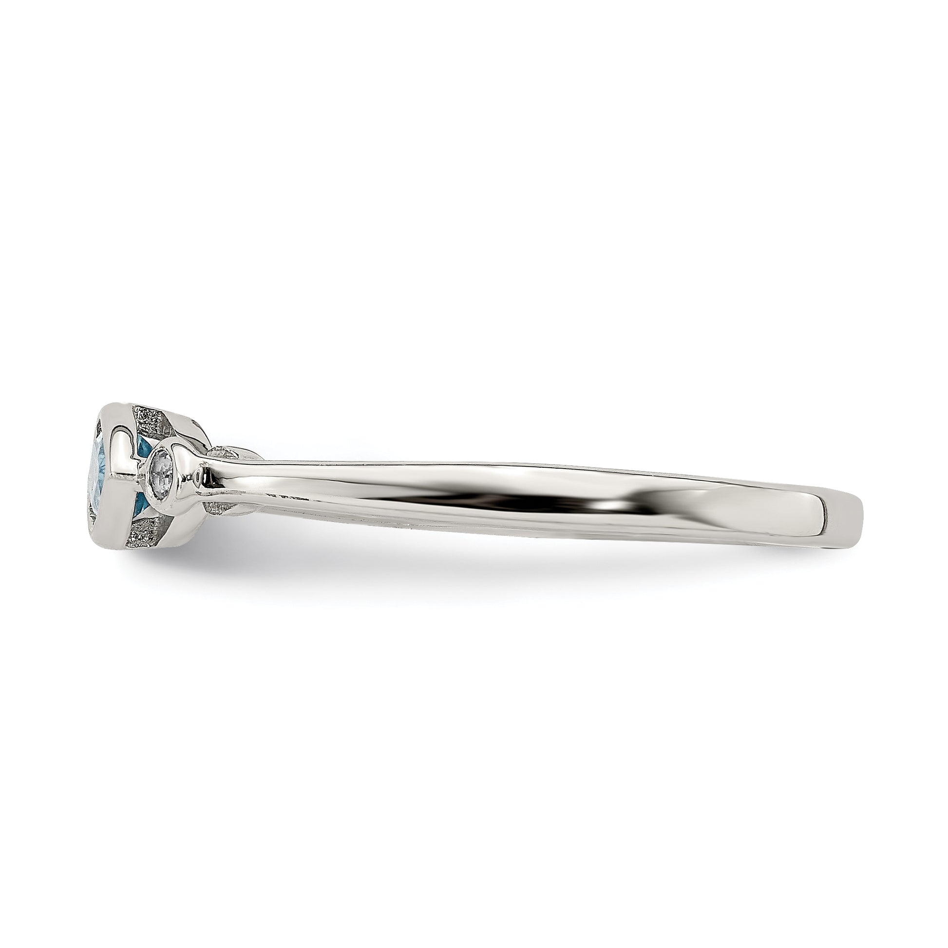 Sterling Silver Rhodium Plated Polished Blue Topaz/White Topaz Ring