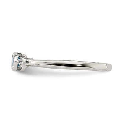 Sterling Silver Rhodium Plated Polished Blue Topaz/White Topaz Ring