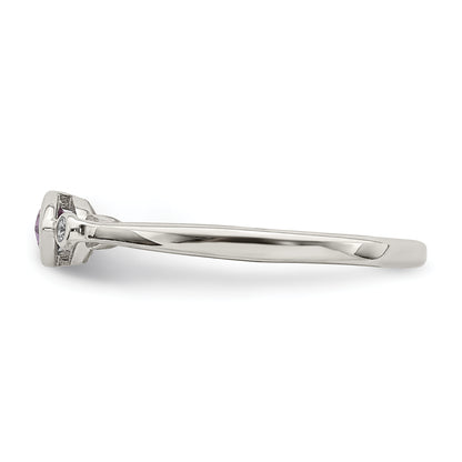 Sterling Silver Rhodium Plated Polished Amethyst/White Topaz Ring