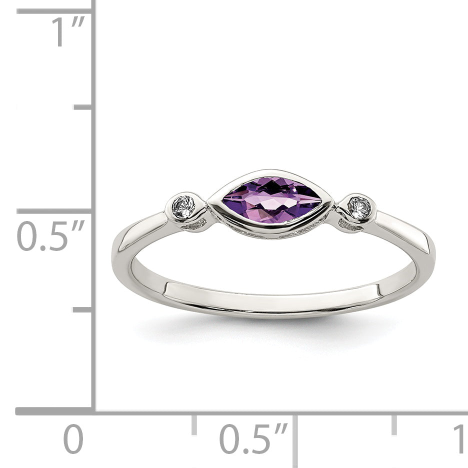 Sterling Silver Rhodium Plated Polished Amethyst/White Topaz Ring