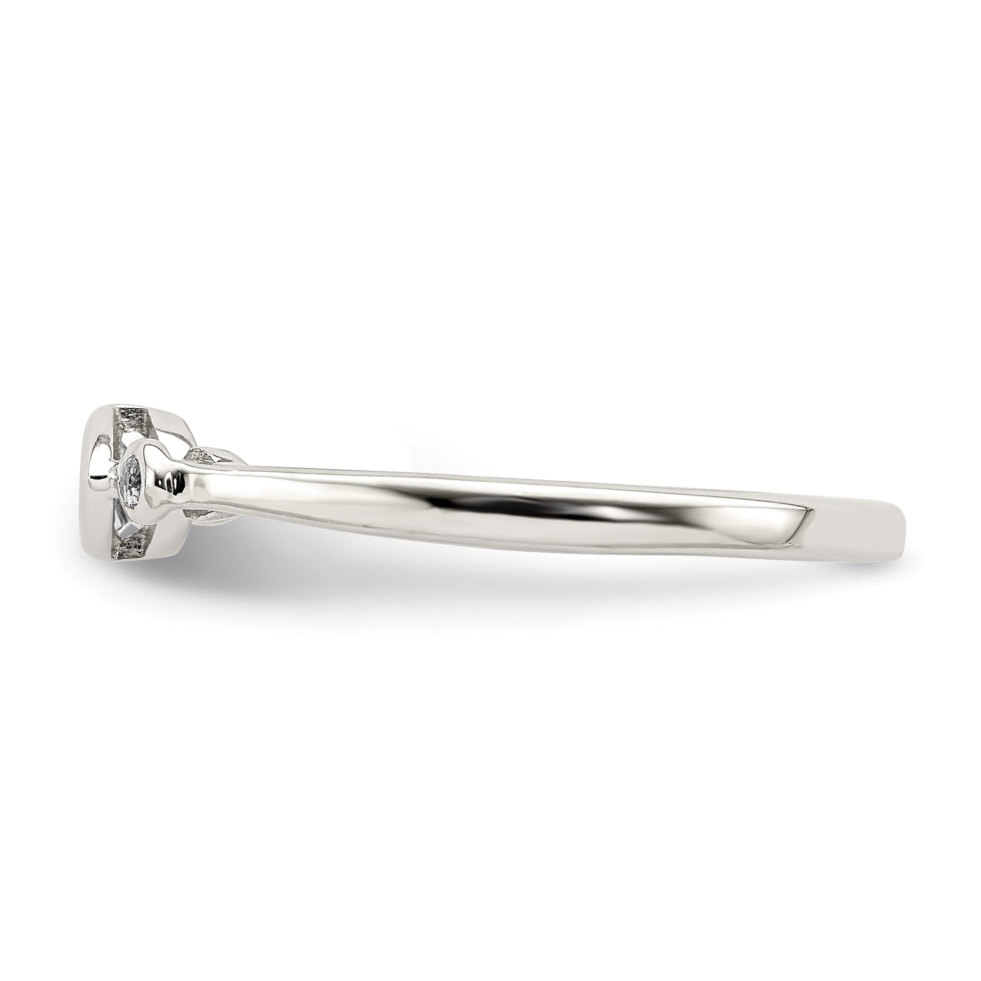 Sterling Silver Rhodium Plated Polished Aquamarine/White Topaz Ring
