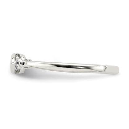 Sterling Silver Rhodium Plated Polished Aquamarine/White Topaz Ring