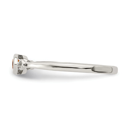 Sterling Silver Rhodium Plated Polished Citrine And White Topaz Ring
