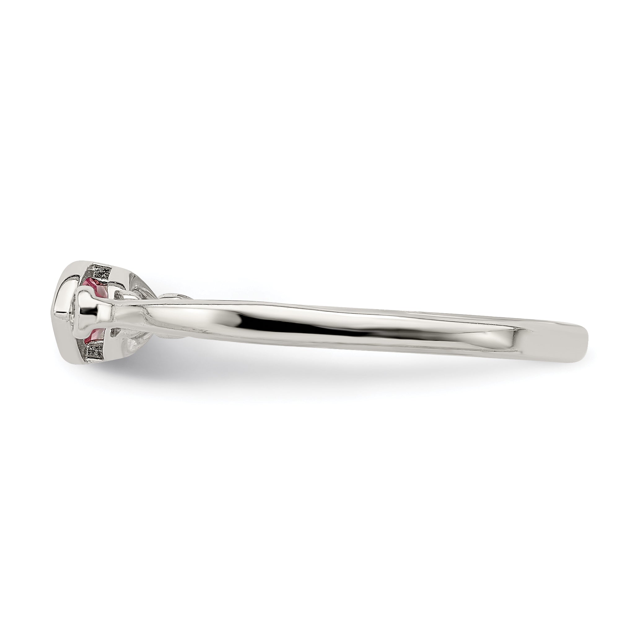 Sterling Silver Rhod Pltd Polished Pink Tourmaline/ White Topaz Ring