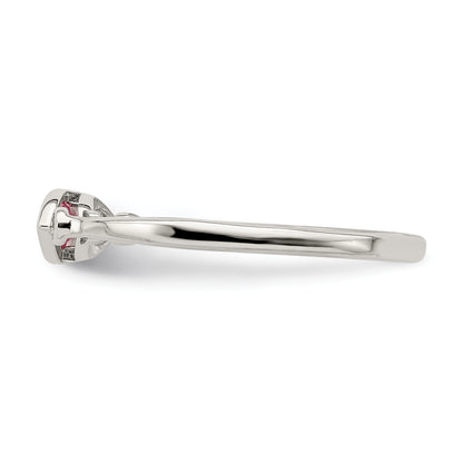 Sterling Silver Rhod Pltd Polished Pink Tourmaline/ White Topaz Ring